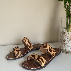Sam Edelman Leopard Print Slide Sandals Women's Size 5.5 Animal Print Flat Sanda